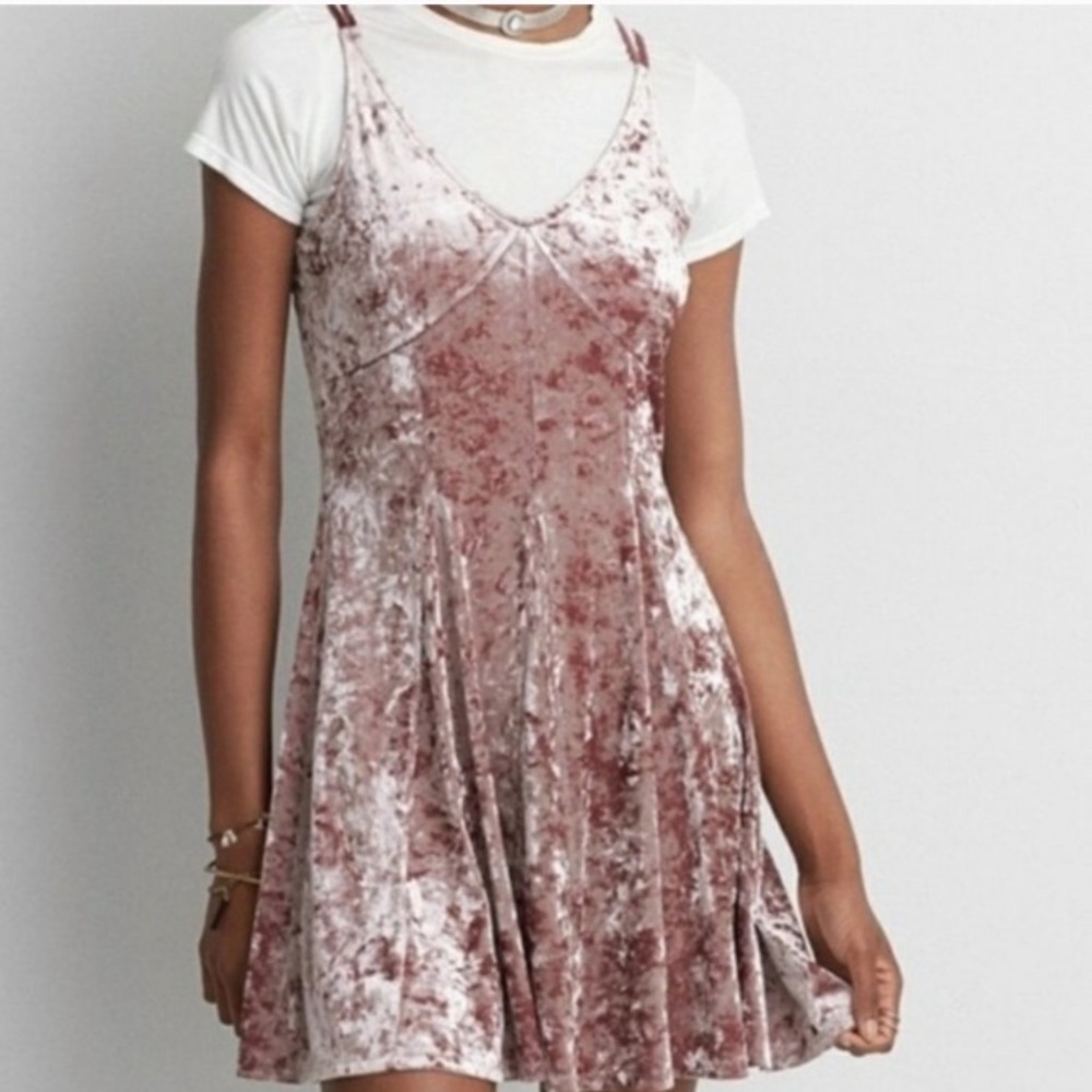 Pink champagne velvet dress